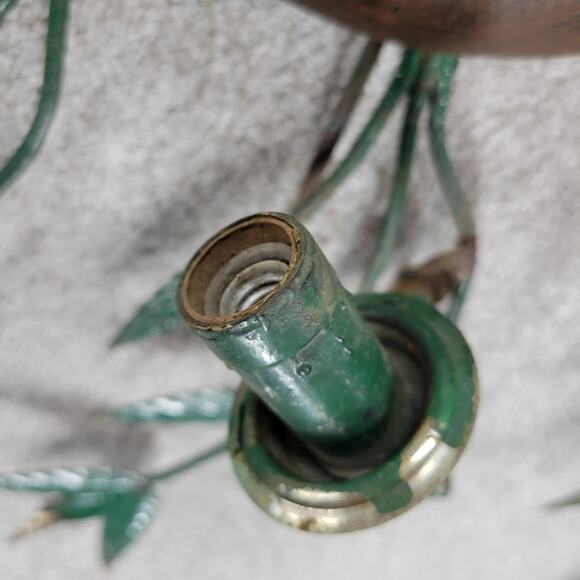 Vintage Wall Clock Light 29" Gold Green Brass Mid Century Leaf Vine Metal Tested - Picture 12 of 16